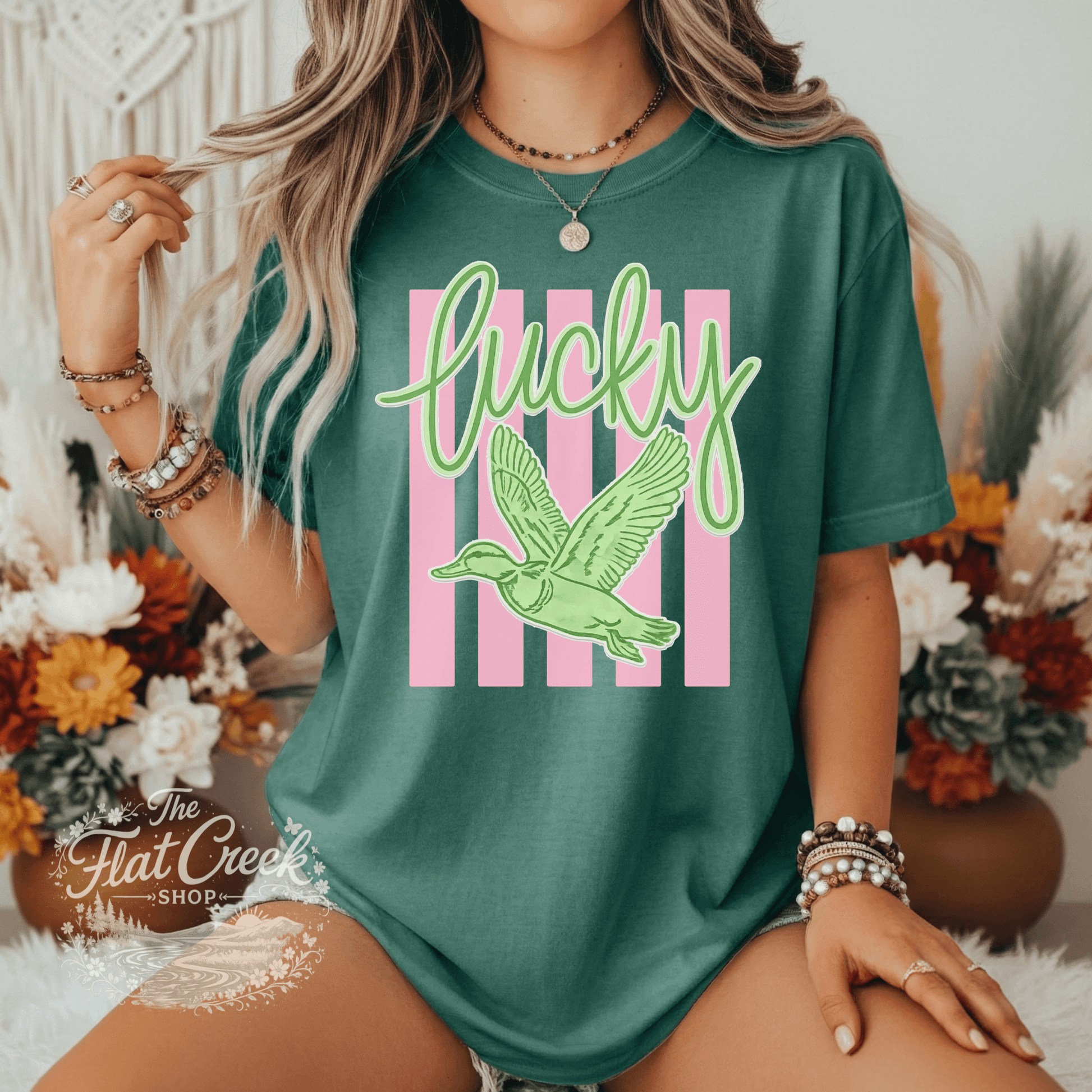 Lucky Duck Graphic Tee | Funny Southern Shirt | Comfort Colors Style | The Flat Creek ShopSThe Flat Creek Shop LLC