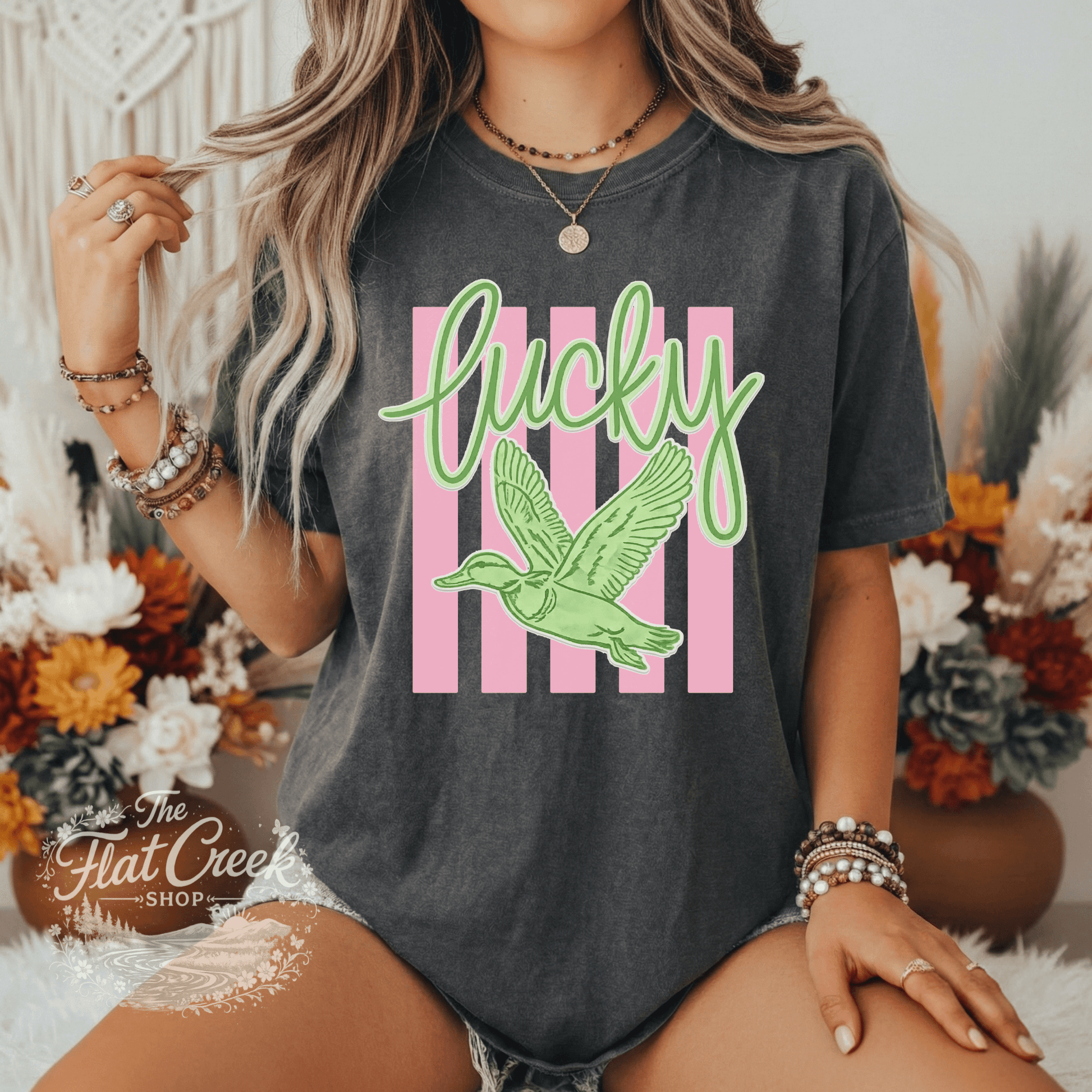 Lucky Duck Graphic Tee | Funny Southern Shirt | Comfort Colors Style | The Flat Creek ShopSThe Flat Creek Shop LLC