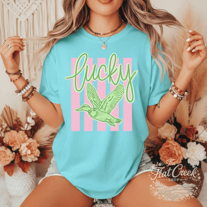 Lucky Duck Graphic Tee | Funny Southern Shirt | Comfort Colors Style | The Flat Creek ShopSThe Flat Creek Shop LLC