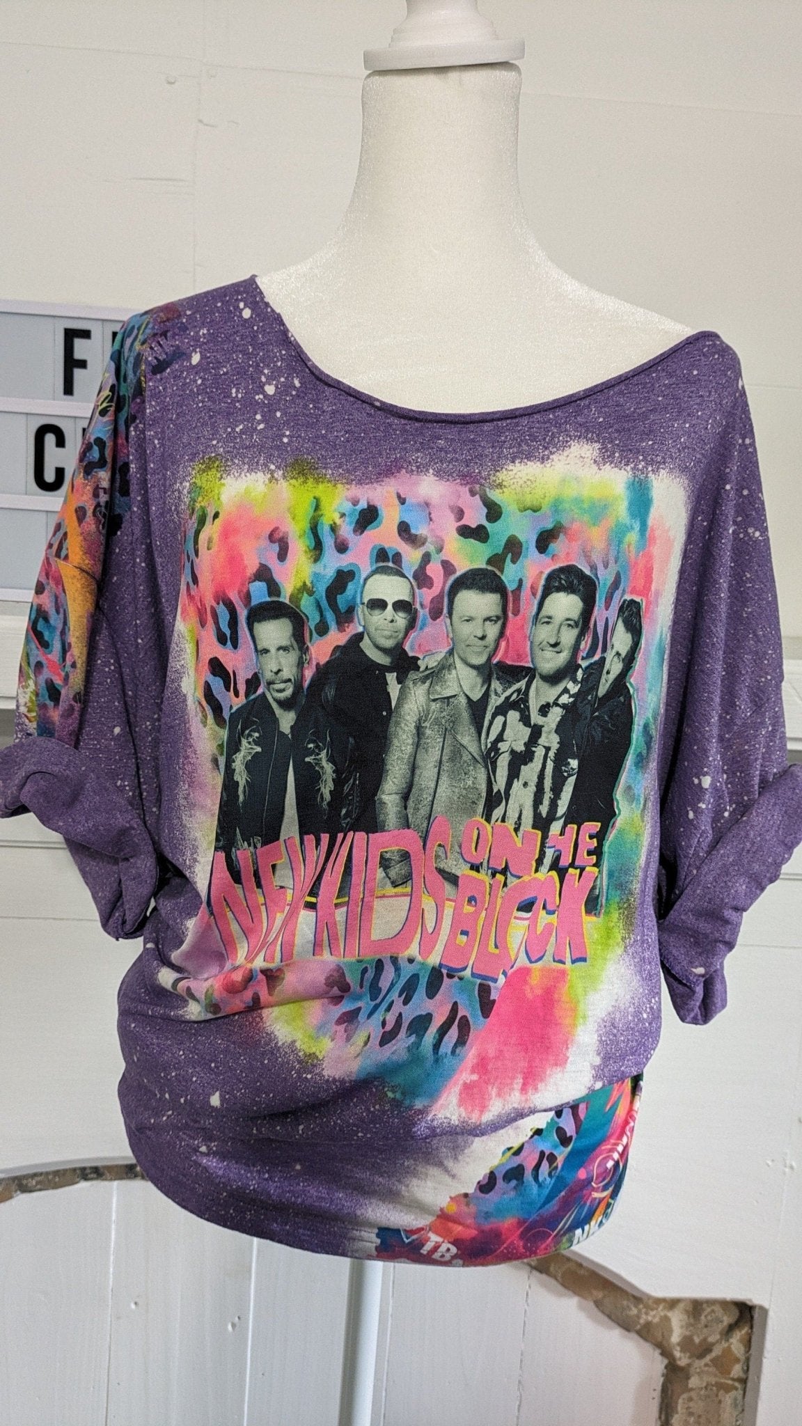 Magic Summer Boy Bands Bleached T-Shirt | 80s Nostalgic Off - Shoulder TeeSThe Flat Creek Shop LLC