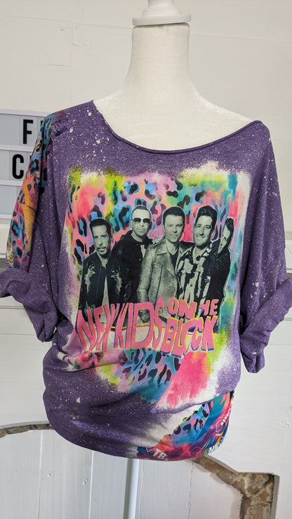 Magic Summer Boy Bands Bleached T-Shirt | 80s Nostalgic Off - Shoulder TeeSThe Flat Creek Shop LLC