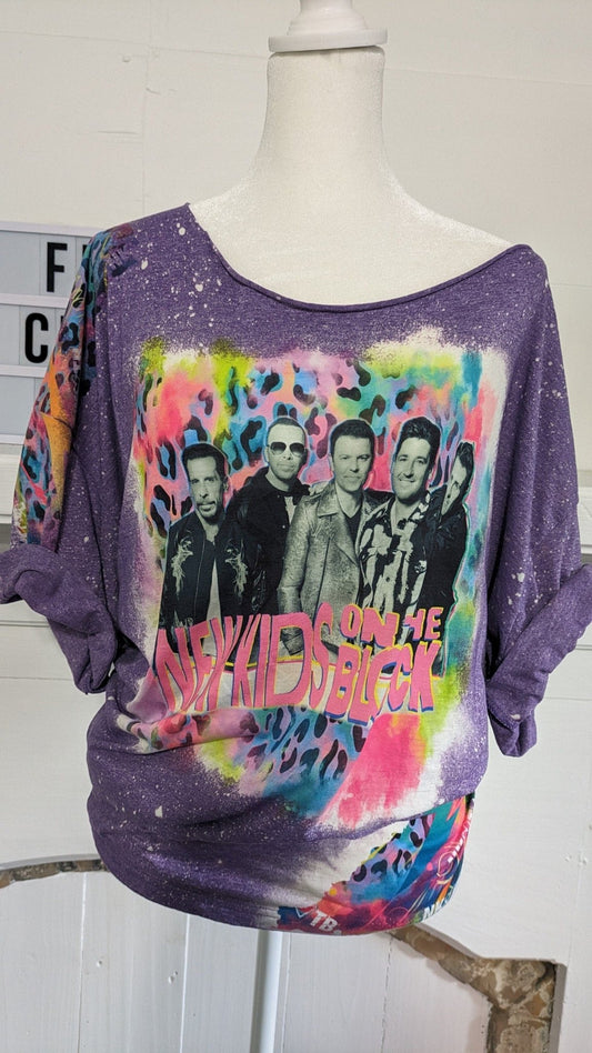 Magic Summer Boy Bands Bleached T-Shirt | 80s Nostalgic Off - Shoulder TeeSThe Flat Creek Shop LLC