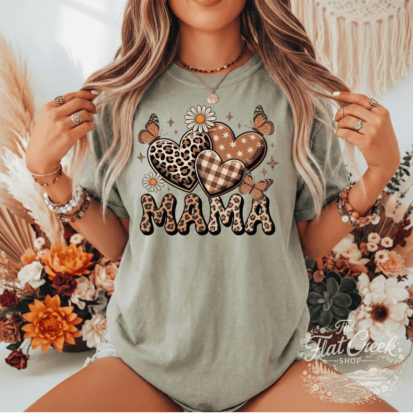 Mama Shirt | Leopard Heart Graphic Tee | Cute Mom Tee | Comfort Colors Style | Mother's Day GiftSThe Flat Creek Shop LLC