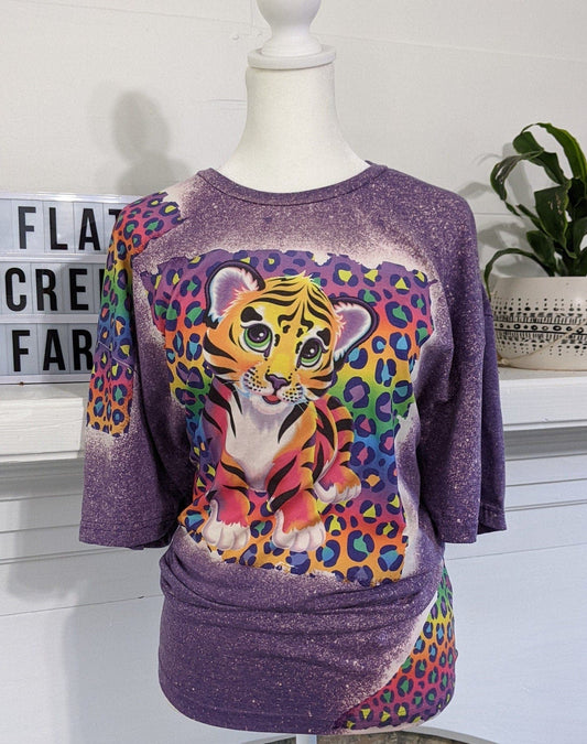 Neon Leopard Cub Bleached T-Shirt | 90s Style Retro TeeSmallThe Flat Creek Shop LLC