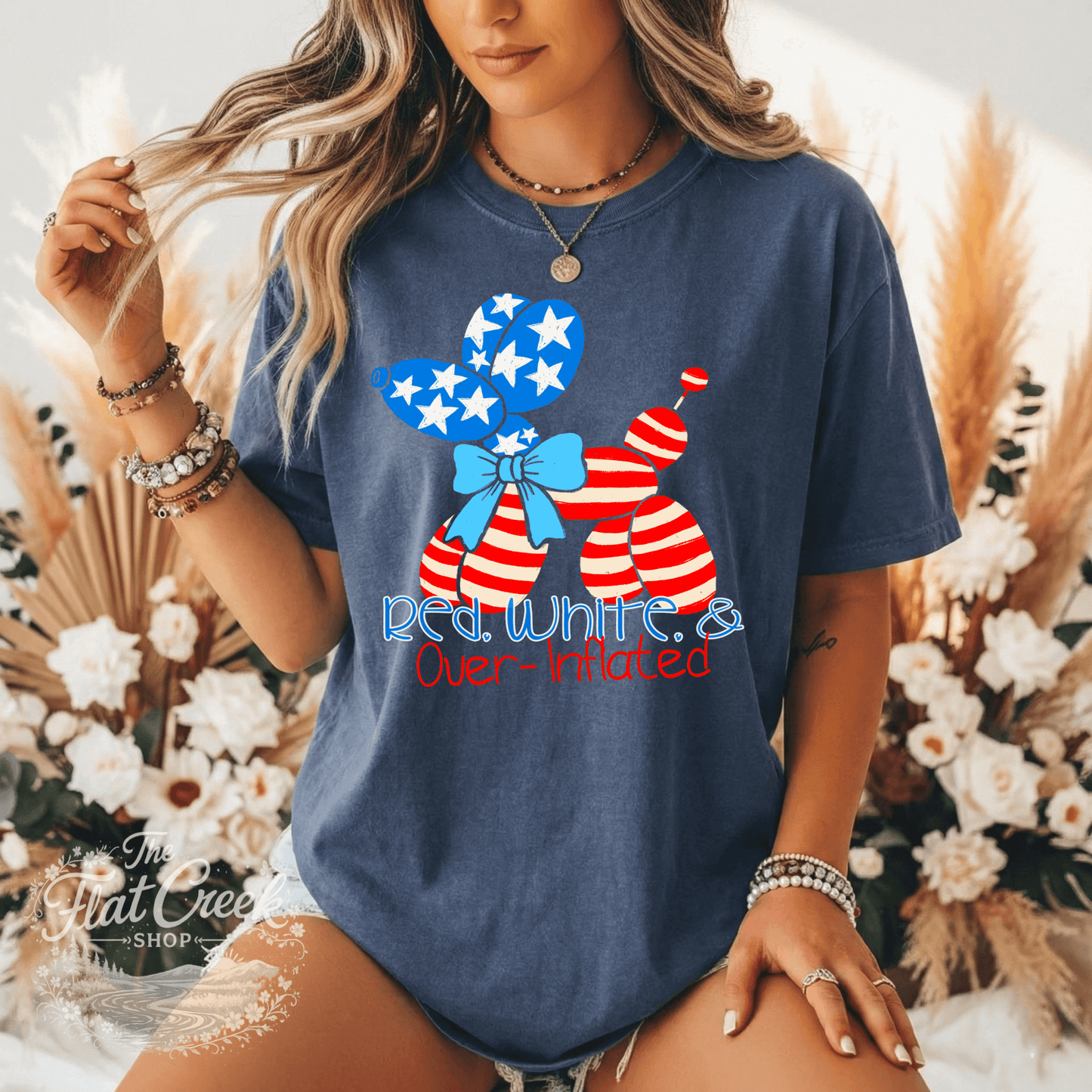 Red White and Over Inflated Shirt | Funny Patriotic Tee | 4th of July Graphic Tee | Comfort Colors StyleSThe Flat Creek Shop LLC