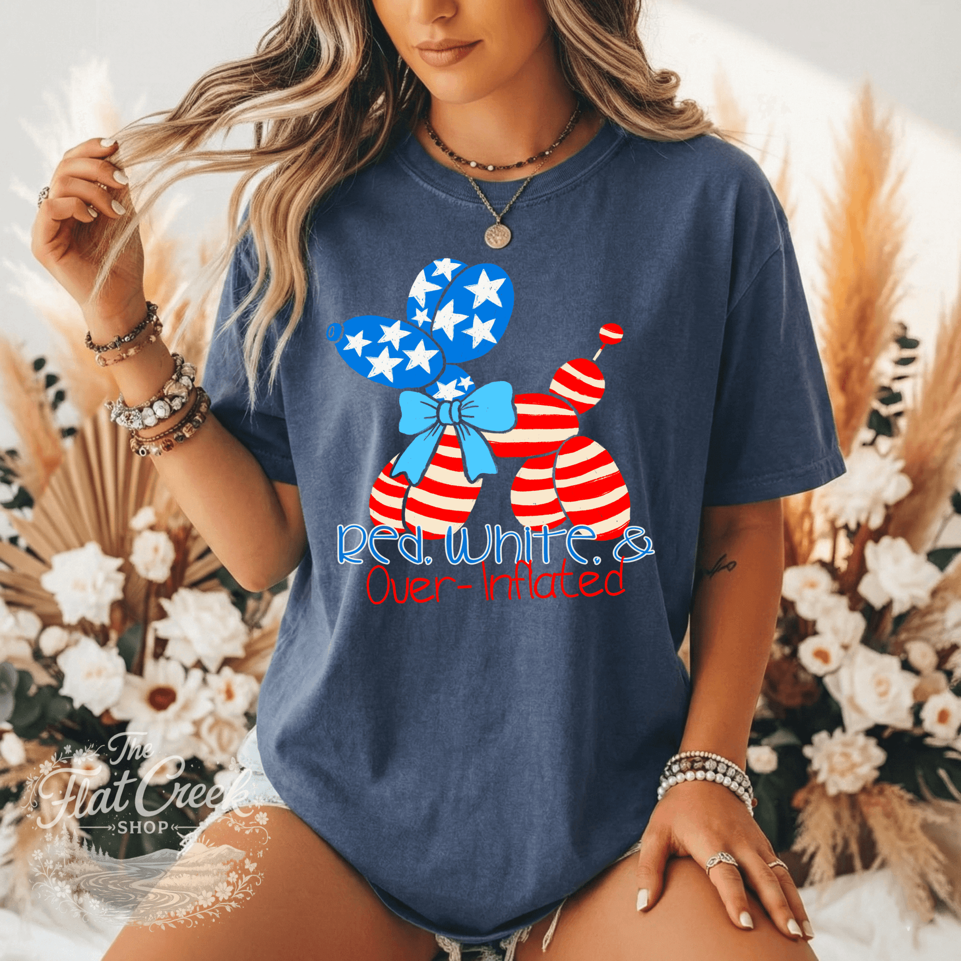 Red White and Over Inflated Shirt | Funny Patriotic Tee | 4th of July Graphic Tee | Comfort Colors StyleSThe Flat Creek Shop LLC