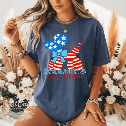 Red White and Over Inflated Shirt | Funny Patriotic Tee | 4th of July Graphic Tee | Comfort Colors StyleSThe Flat Creek Shop LLC
