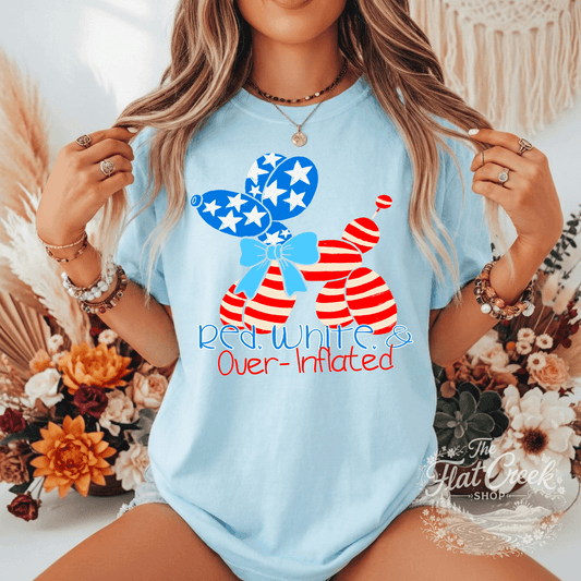 Red White and Over Inflated Shirt | Funny Patriotic Tee | 4th of July Graphic Tee | Comfort Colors StyleSThe Flat Creek Shop LLC