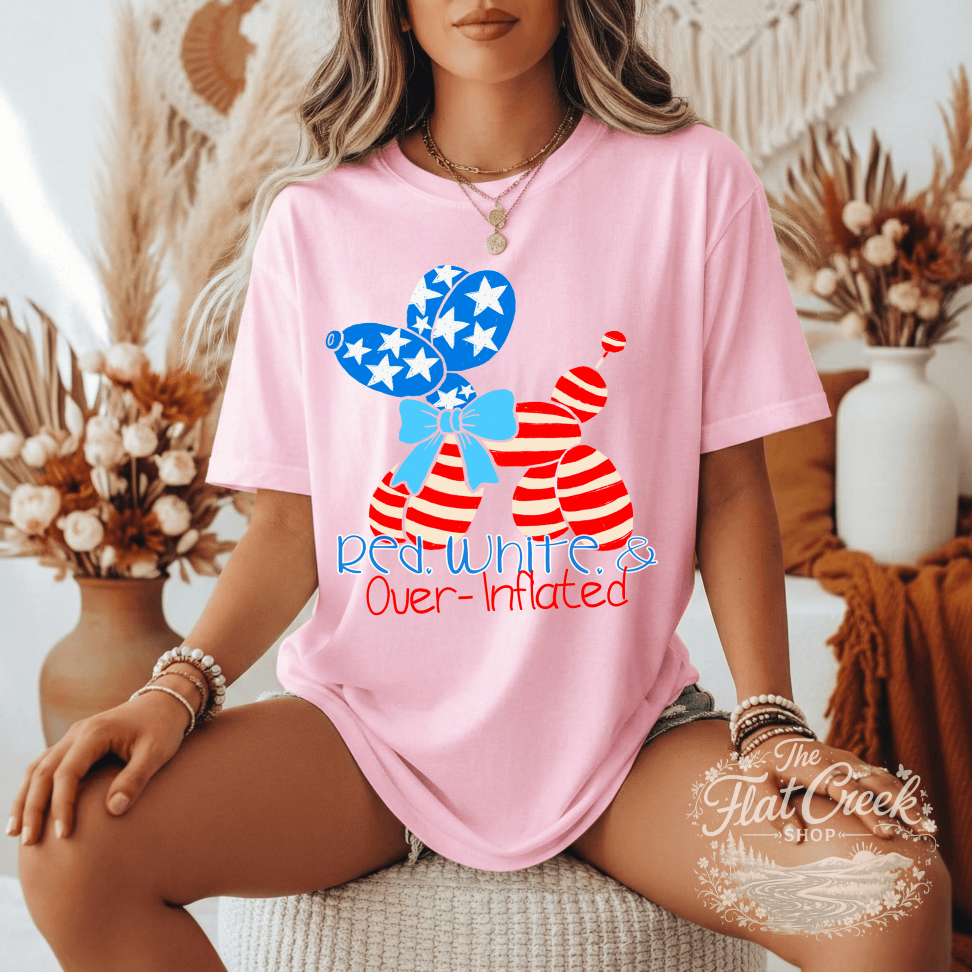Red White and Over Inflated Shirt | Funny Patriotic Tee | 4th of July Graphic Tee | Comfort Colors StyleSThe Flat Creek Shop LLC