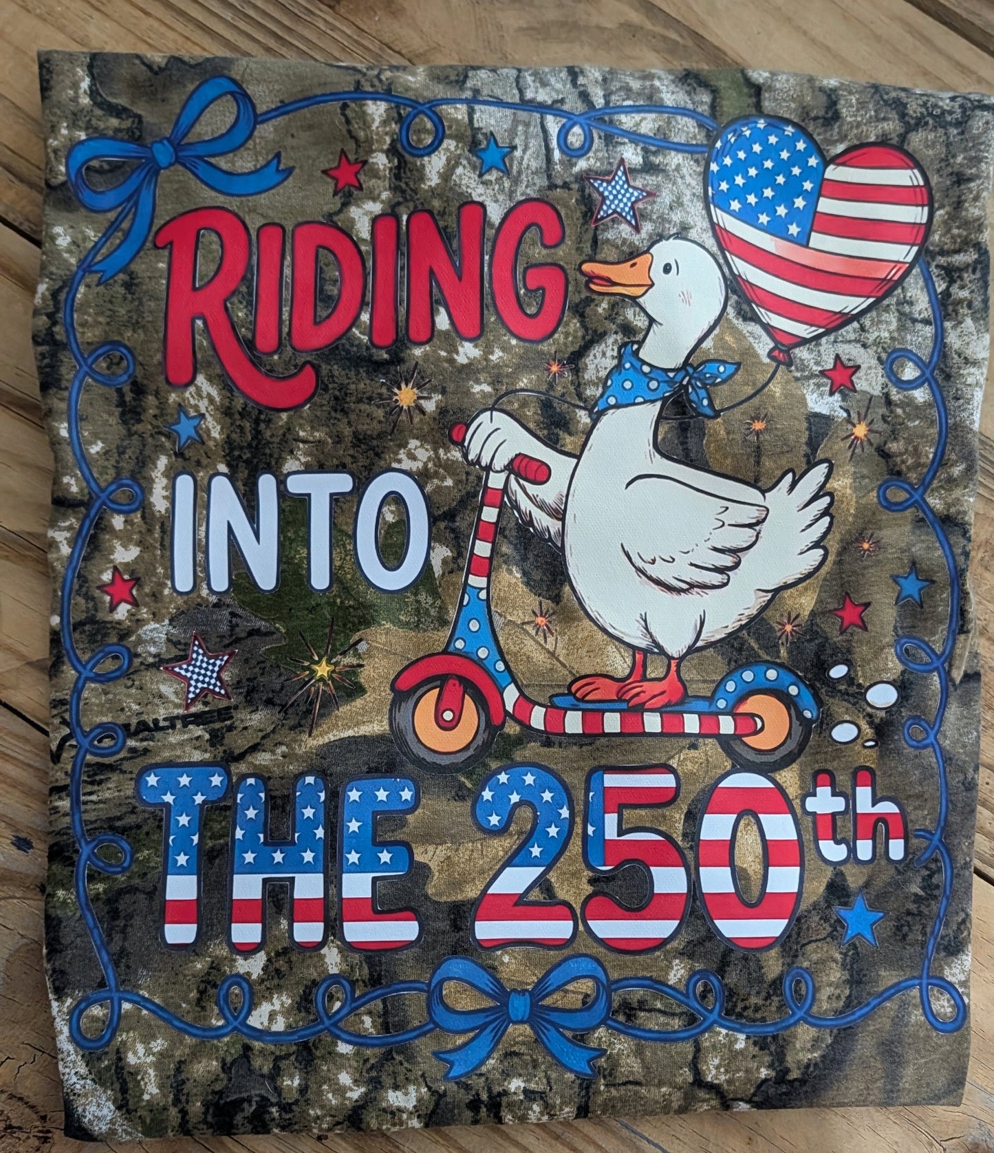 Riding Into The 250th | Patriotic Duck Camo Tee