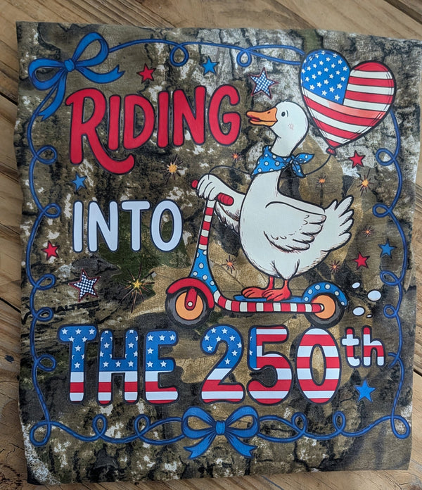 Riding Into The 250th | Patriotic Duck Camo Tee