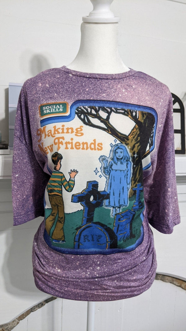 Scary Ghost Movie Bleached T-Shirt | Social Skills Halloween TeeSmallThe Flat Creek Shop LLC