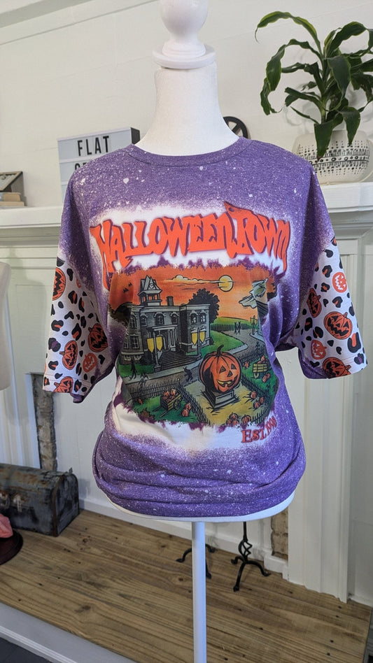 Spooky Town Witch Vibes Bleached Halloween Shirt | Witchy Graphic TeeSThe Flat Creek Shop LLC