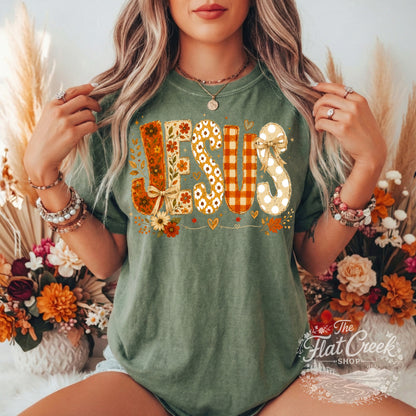 Jesus Fall Floral Graphic Tee