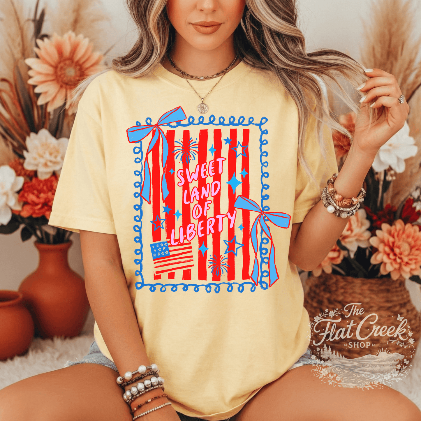 Sweet Land of Liberty Shirt | Patriotic Graphic Tee | 4th of July Tee | Comfort Colors StyleSThe Flat Creek Shop LLC