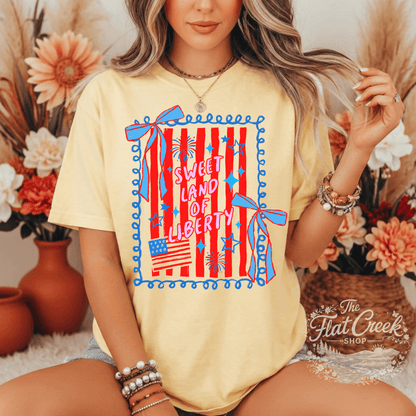 Sweet Land of Liberty Shirt | Patriotic Graphic Tee | 4th of July Tee | Comfort Colors StyleSThe Flat Creek Shop LLC