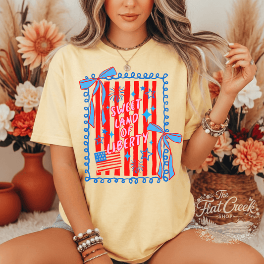 Sweet Land of Liberty Shirt | Patriotic Graphic Tee | 4th of July Tee | Comfort Colors StyleSThe Flat Creek Shop LLC