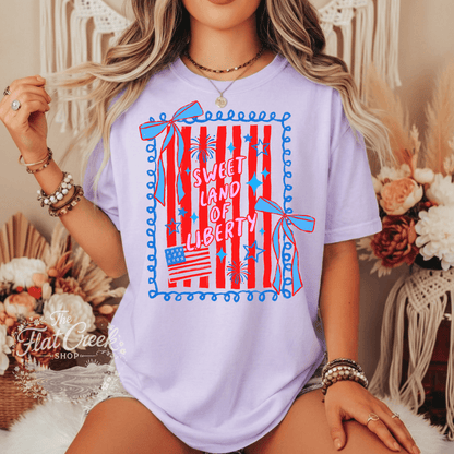 Sweet Land of Liberty Shirt | Patriotic Graphic Tee | 4th of July Tee | Comfort Colors StyleSThe Flat Creek Shop LLC