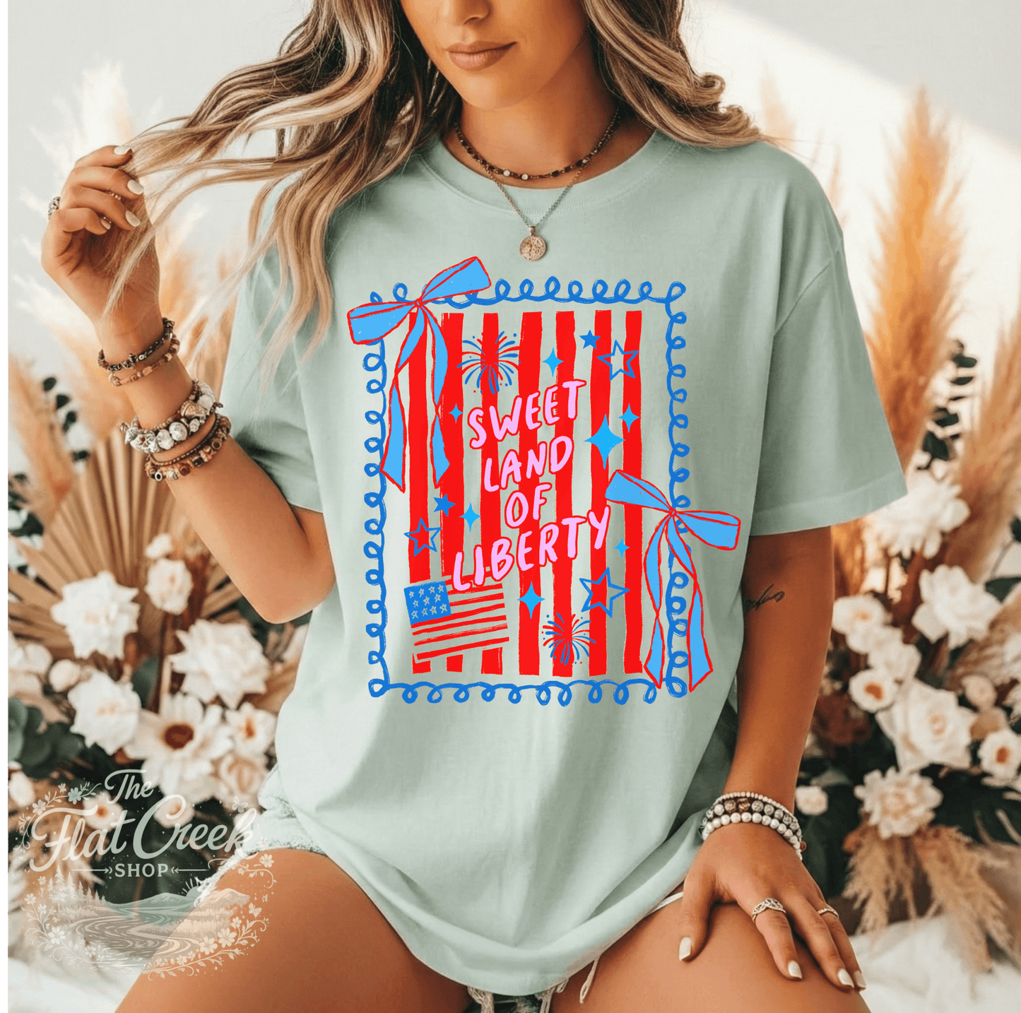 Sweet Land of Liberty Shirt | Patriotic Graphic Tee | 4th of July Tee | Comfort Colors StyleSThe Flat Creek Shop LLC