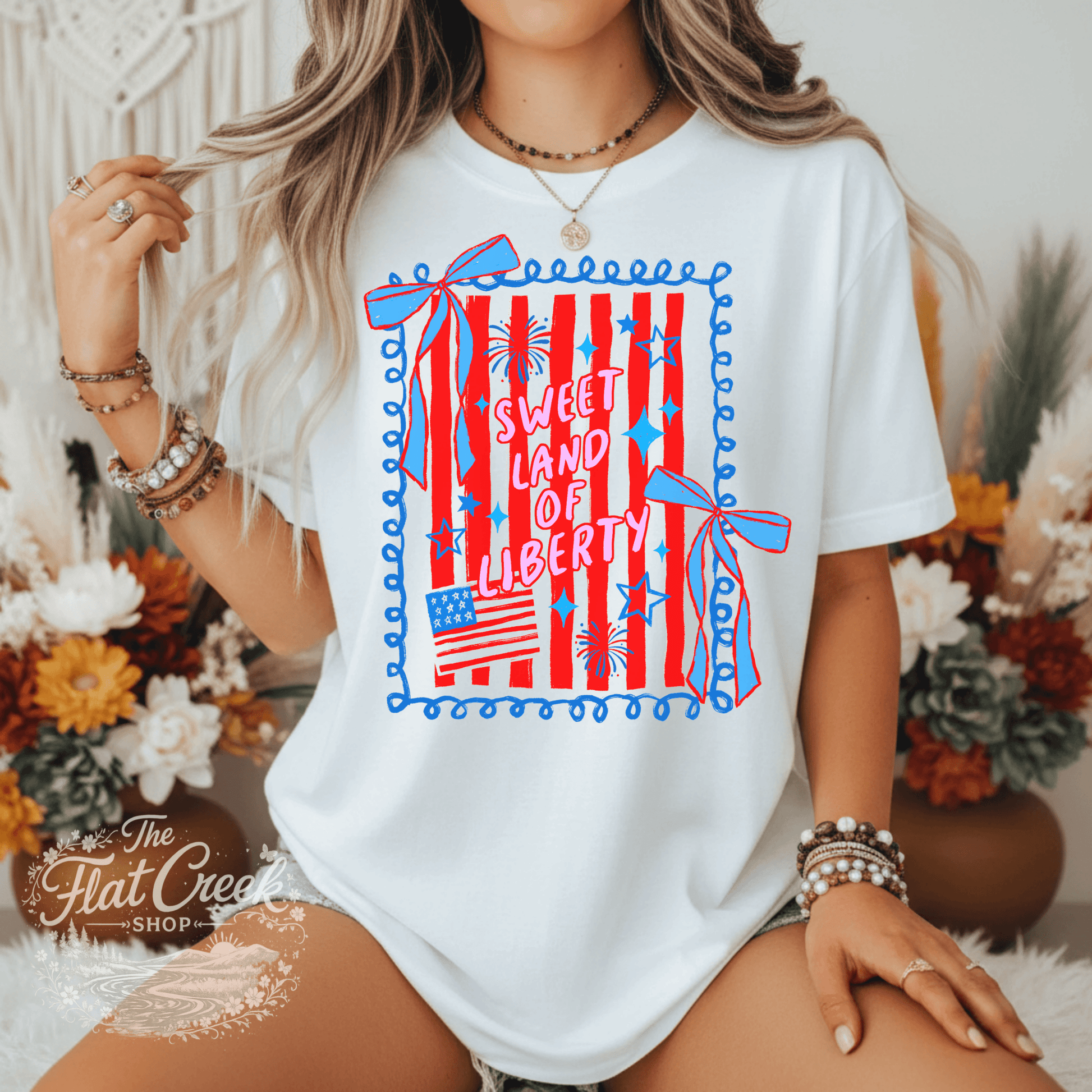 Sweet Land of Liberty Shirt | Patriotic Graphic Tee | 4th of July Tee | Comfort Colors StyleSThe Flat Creek Shop LLC