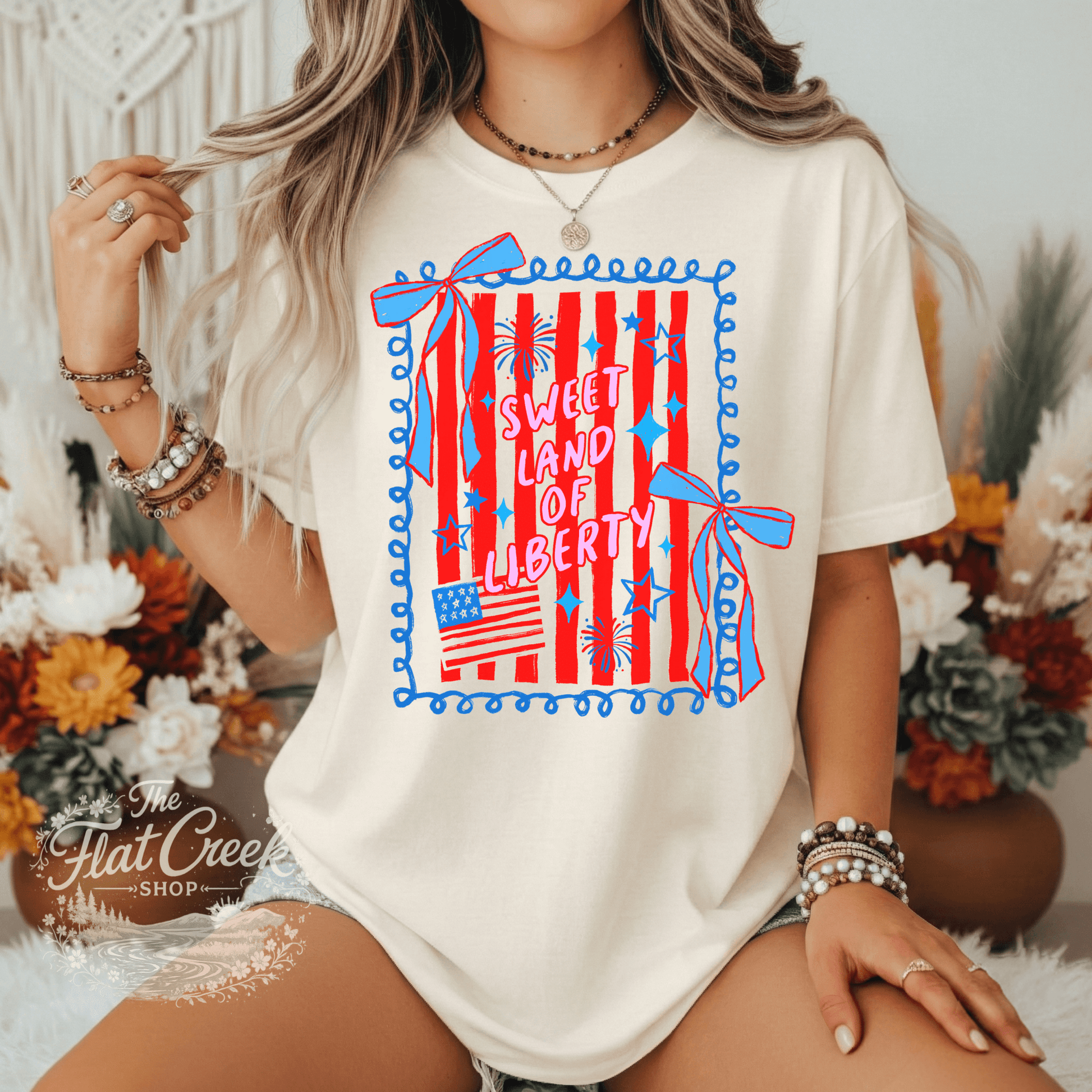 Sweet Land of Liberty Shirt | Patriotic Graphic Tee | 4th of July Tee | Comfort Colors StyleSThe Flat Creek Shop LLC