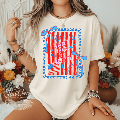 Sweet Land of Liberty Shirt | Patriotic Graphic Tee | 4th of July Tee | Comfort Colors StyleSThe Flat Creek Shop LLC