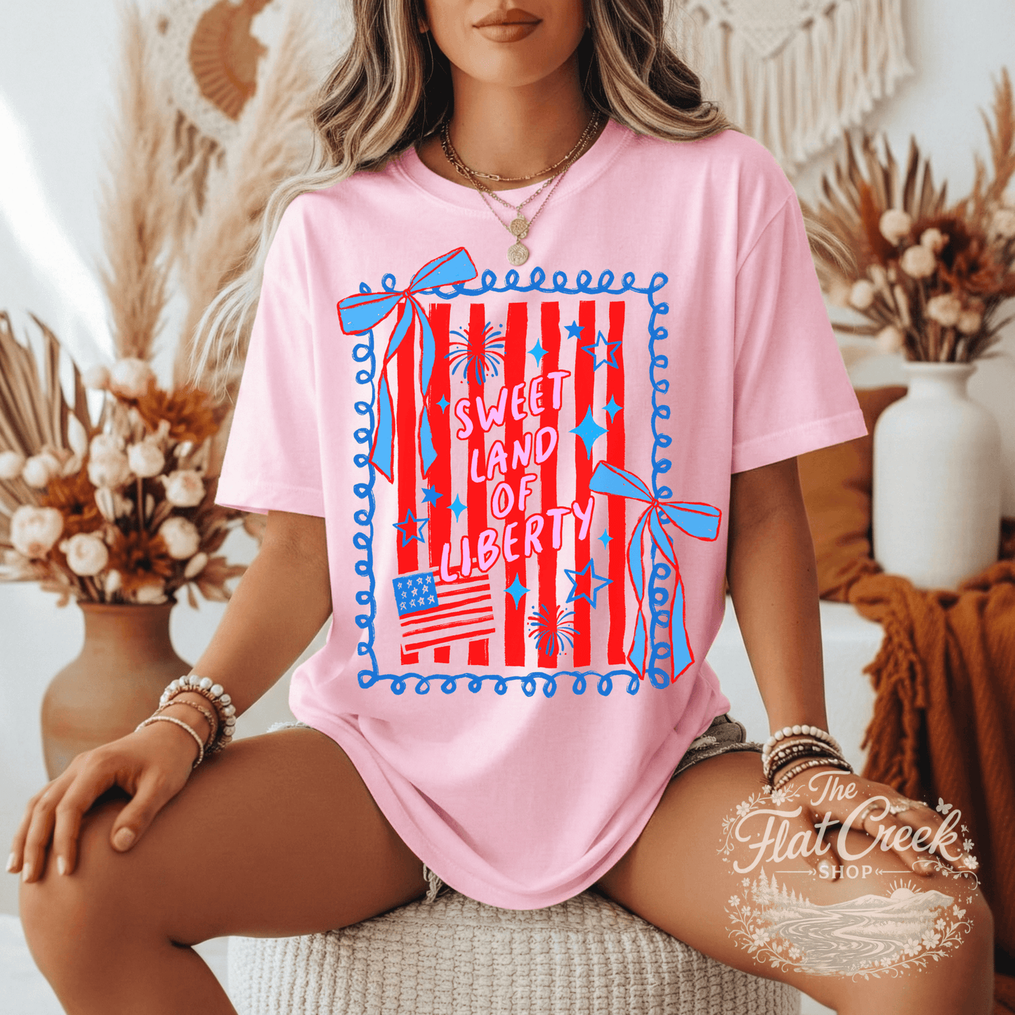 Sweet Land of Liberty Shirt | Patriotic Graphic Tee | 4th of July Tee | Comfort Colors StyleSThe Flat Creek Shop LLC
