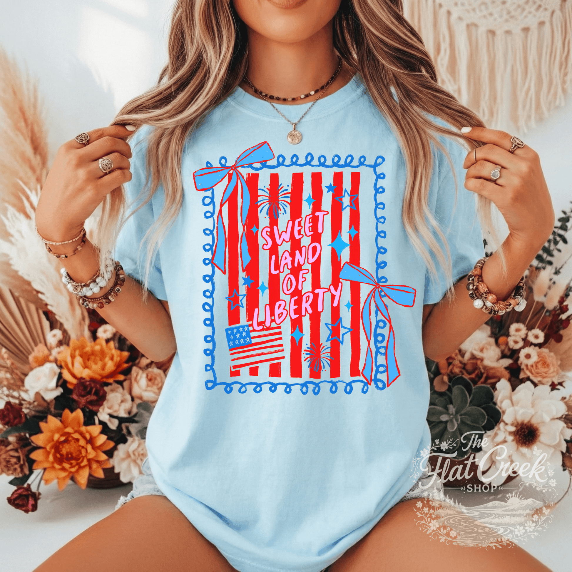 Sweet Land of Liberty Shirt | Patriotic Graphic Tee | 4th of July Tee | Comfort Colors StyleSThe Flat Creek Shop LLC