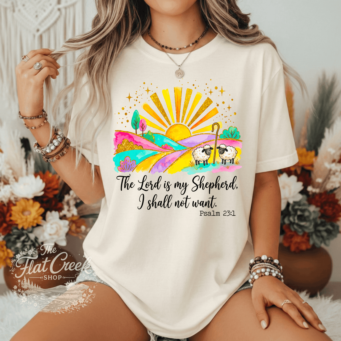 The Lord is My Shepherd Shirt | Psalm 23:1 Christian Tee | Faith Based Graphic T-Shirt | Cute Religious Shirt for WomenSThe Flat Creek Shop LLC