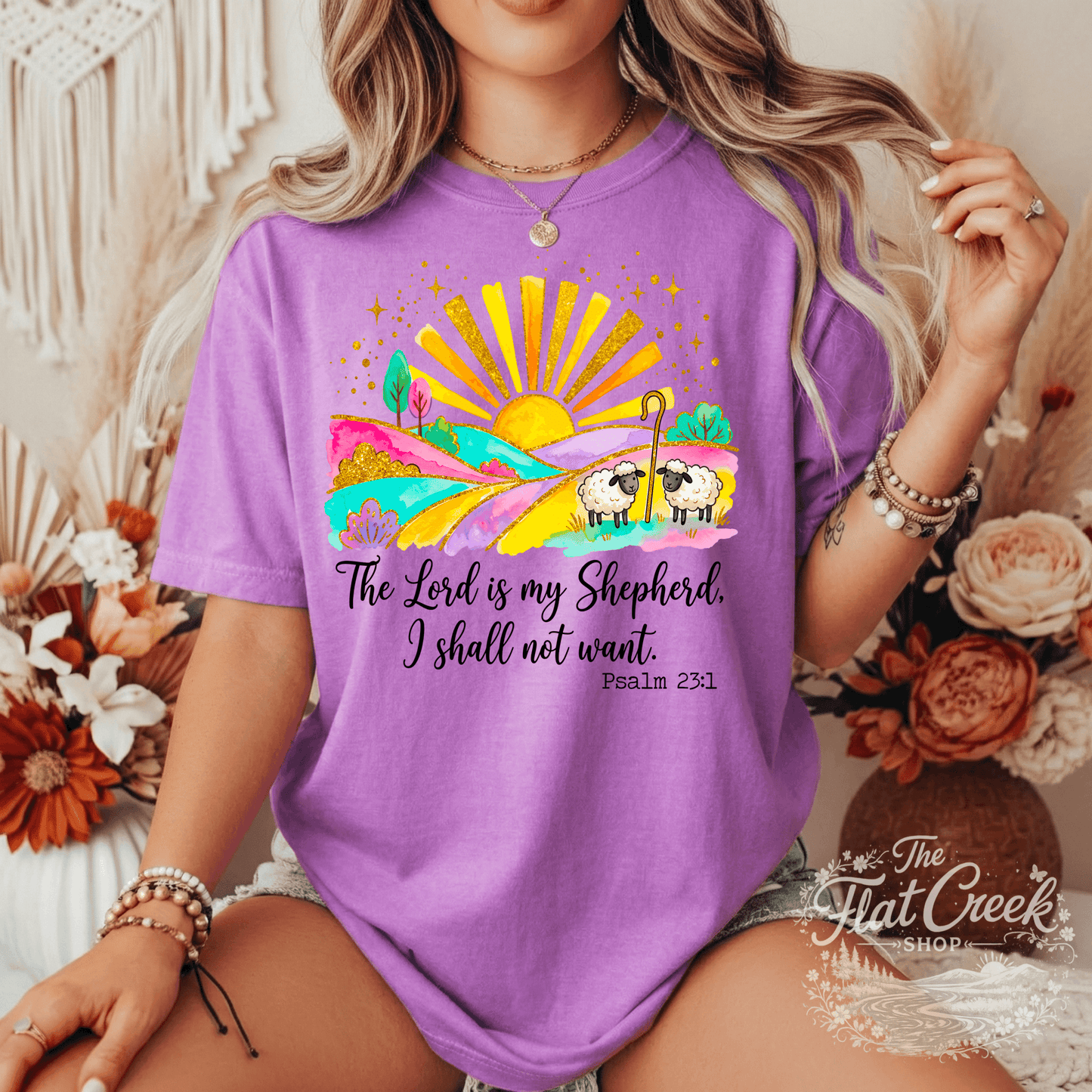 The Lord is My Shepherd Shirt | Psalm 23:1 Christian Tee | Faith Based Graphic T-Shirt | Cute Religious Shirt for WomenSThe Flat Creek Shop LLC
