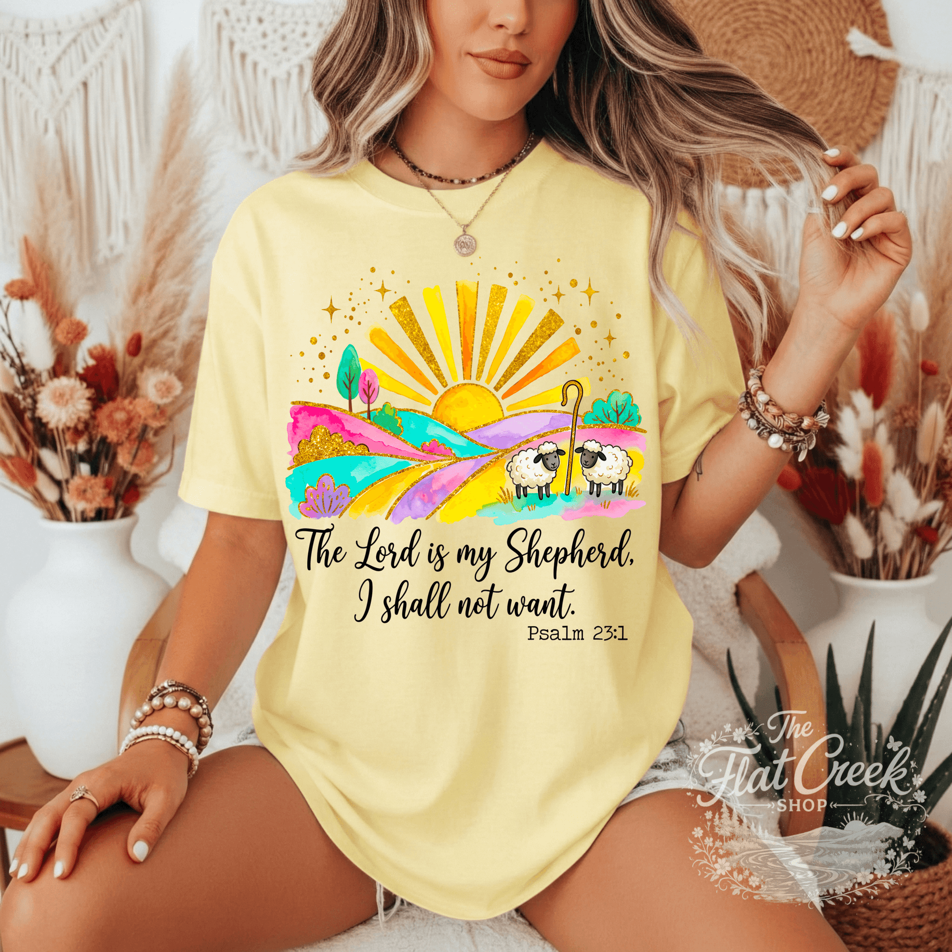 The Lord is My Shepherd Shirt | Psalm 23:1 Christian Tee | Faith Based Graphic T-Shirt | Cute Religious Shirt for WomenSThe Flat Creek Shop LLC