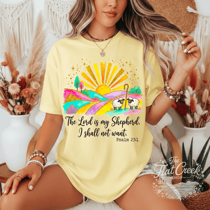 The Lord is My Shepherd Shirt | Psalm 23:1 Christian Tee | Faith Based Graphic T-Shirt | Cute Religious Shirt for WomenSThe Flat Creek Shop LLC