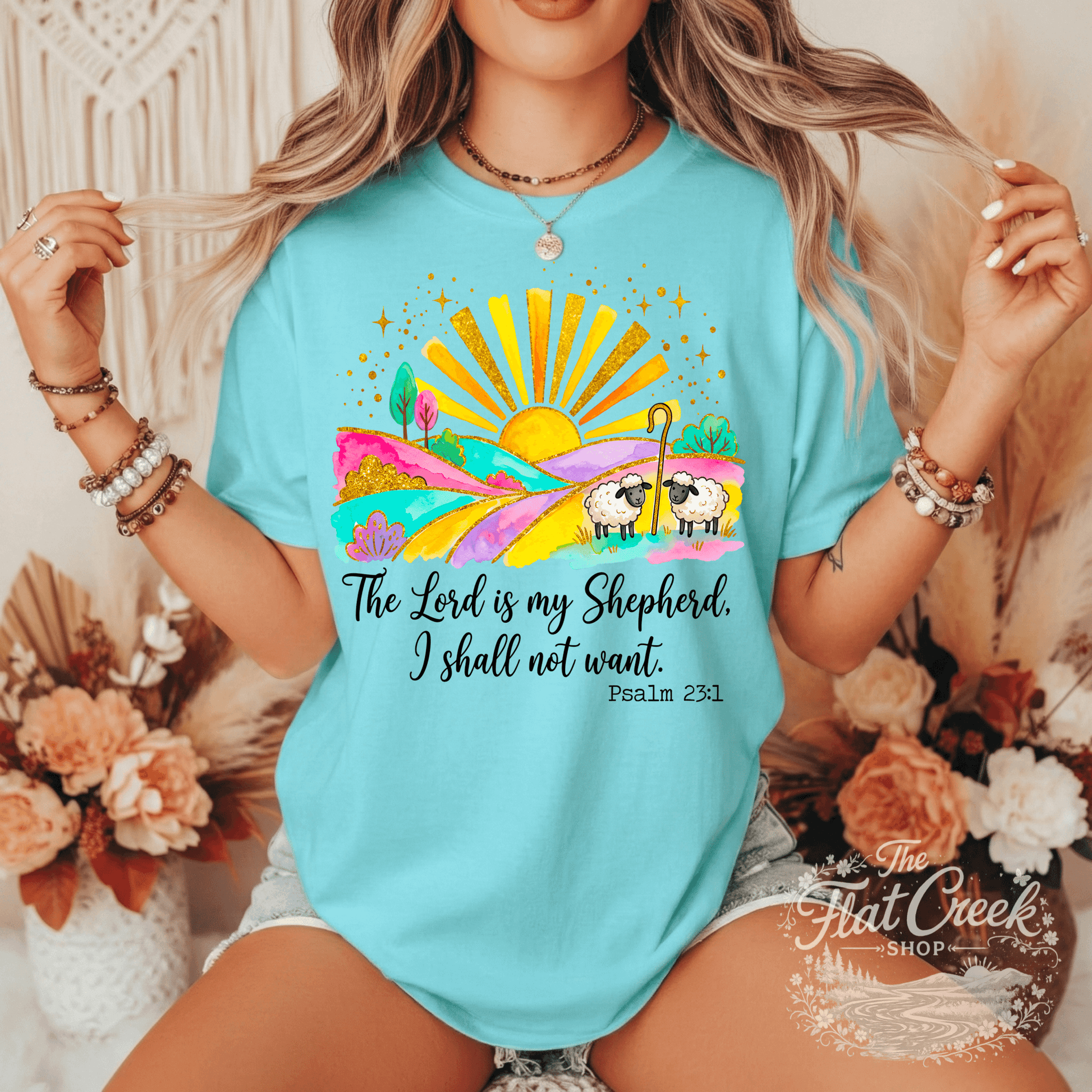 The Lord is My Shepherd Shirt | Psalm 23:1 Christian Tee | Faith Based Graphic T-Shirt | Cute Religious Shirt for WomenSThe Flat Creek Shop LLC
