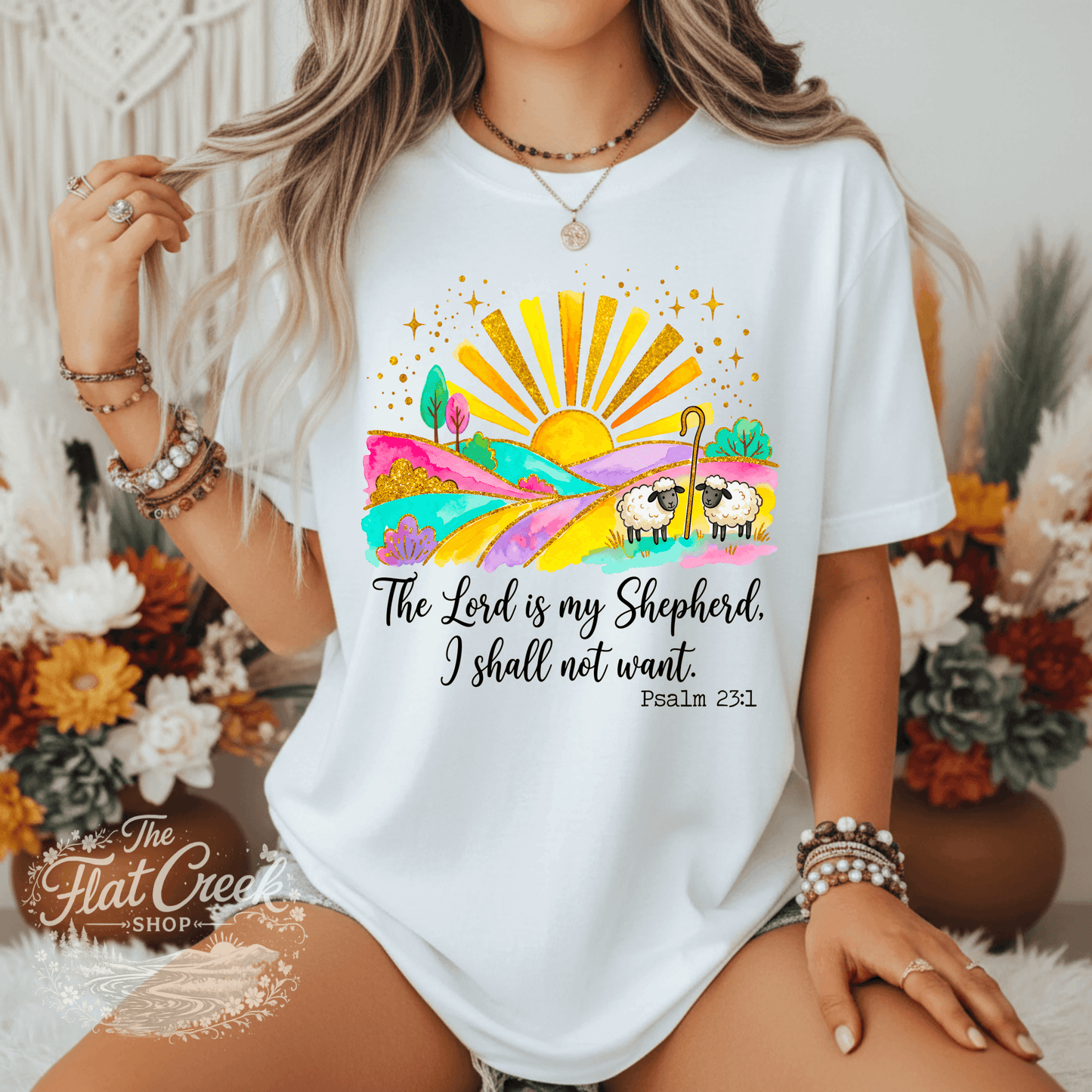 The Lord is My Shepherd Shirt | Psalm 23:1 Christian Tee | Faith Based Graphic T-Shirt | Cute Religious Shirt for WomenSThe Flat Creek Shop LLC