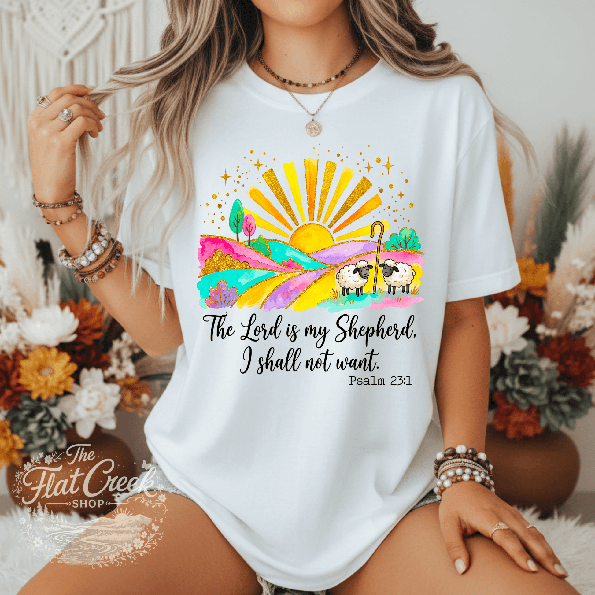 The Lord is My Shepherd Shirt | Psalm 23:1 Christian Tee | Faith Based Graphic T-Shirt | Cute Religious Shirt for WomenSThe Flat Creek Shop LLC