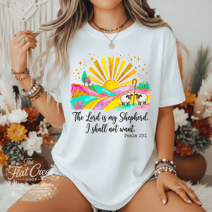 The Lord is My Shepherd Shirt | Psalm 23:1 Christian Tee | Faith Based Graphic T-Shirt | Cute Religious Shirt for WomenSThe Flat Creek Shop LLC
