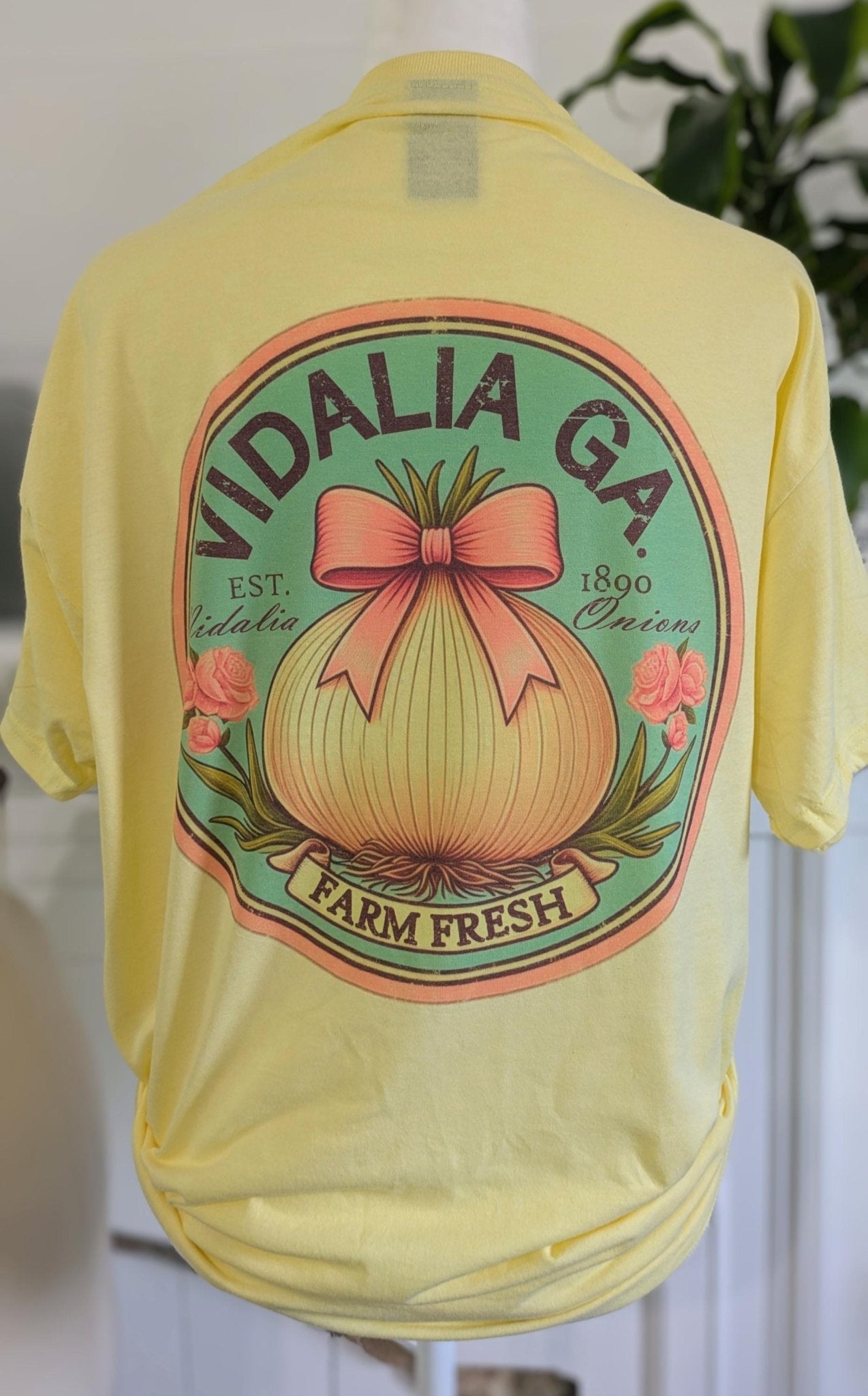 Vidalia Georgia Sweet Onion Bleached Shirt | Onion Festival Graphic Tee with BowsSmallThe Flat Creek Shop LLC