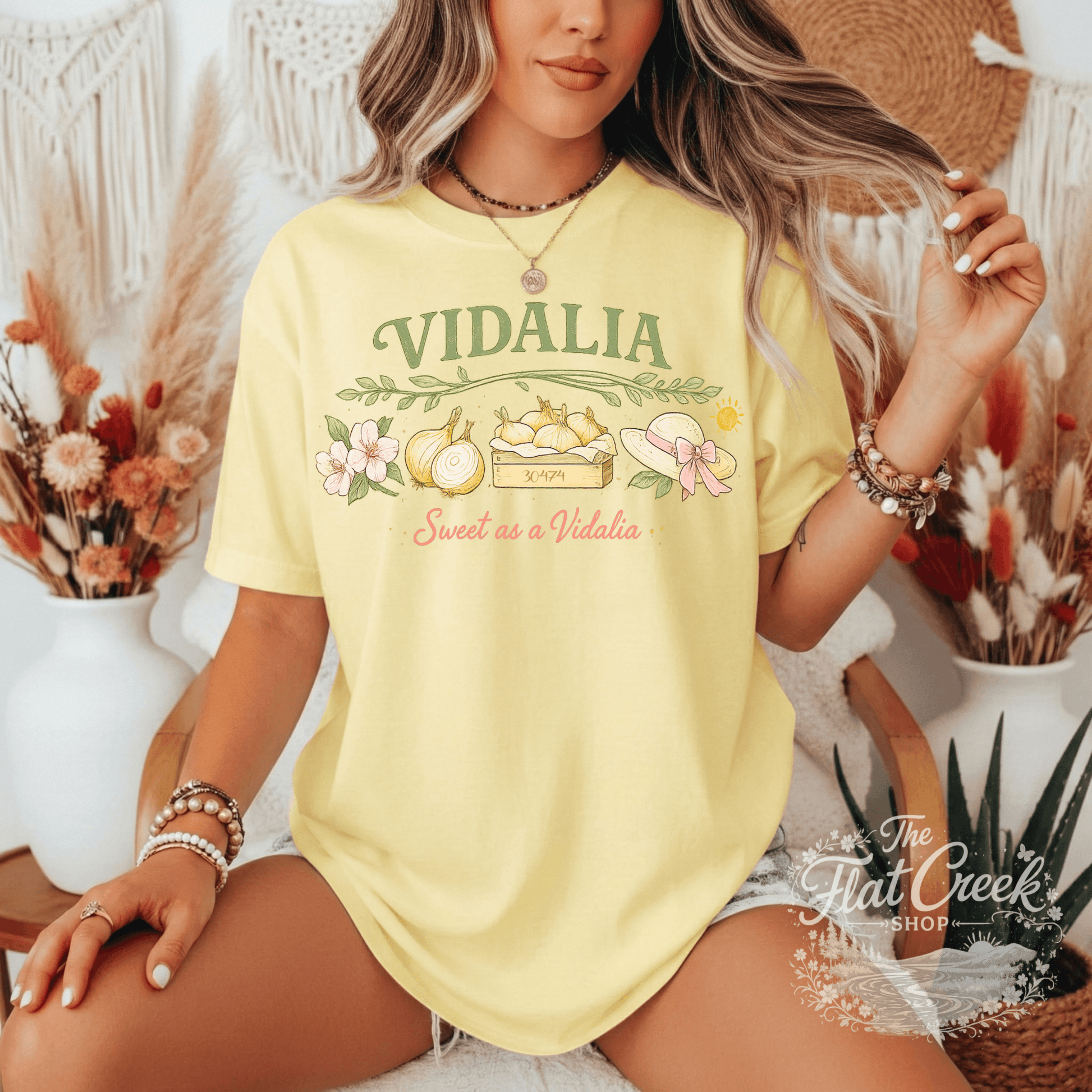 Vidalia Sweet as a Vidalia Graphic Tee | Southern Boutique Shirt | Vintage Farmhouse Style | Comfort Colors Style TeeSThe Flat Creek Shop LLC
