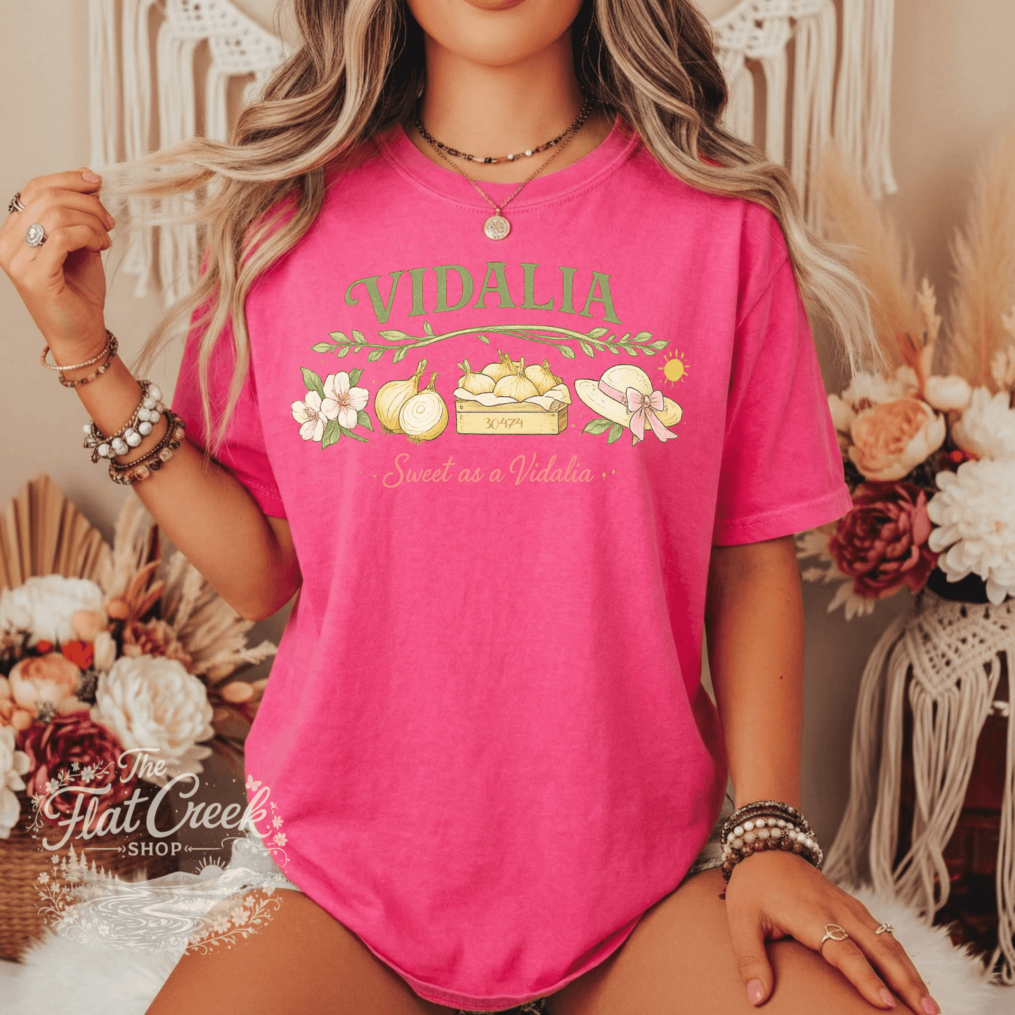 Vidalia Sweet as a Vidalia Graphic Tee | Southern Boutique Shirt | Vintage Farmhouse Style | Comfort Colors Style TeeSThe Flat Creek Shop LLC