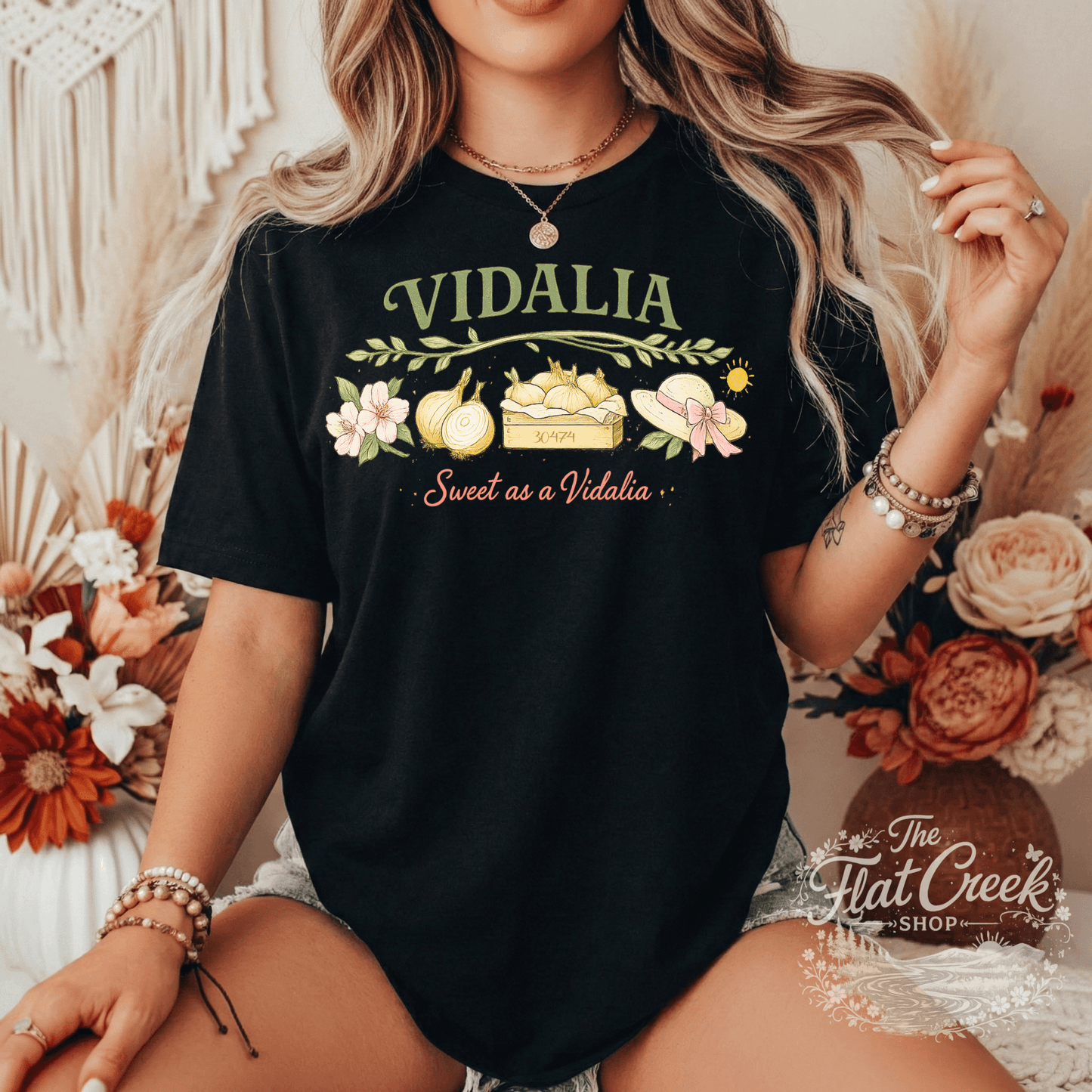 Vidalia Sweet as a Vidalia Graphic Tee | Southern Boutique Shirt | Vintage Farmhouse Style | Comfort Colors Style TeeSThe Flat Creek Shop LLC