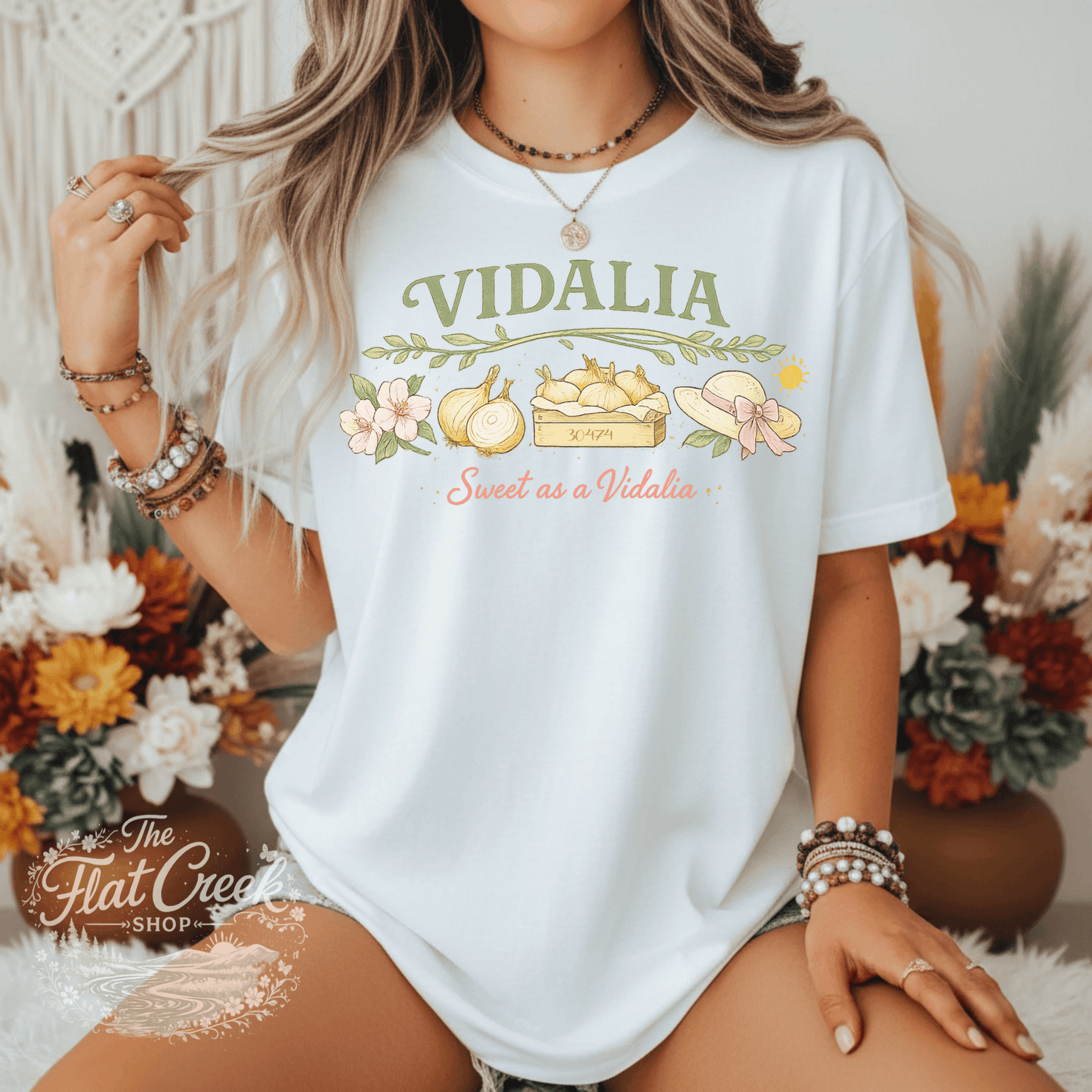 Vidalia Sweet as a Vidalia Graphic Tee | Southern Boutique Shirt | Vintage Farmhouse Style | Comfort Colors Style TeeSThe Flat Creek Shop LLC