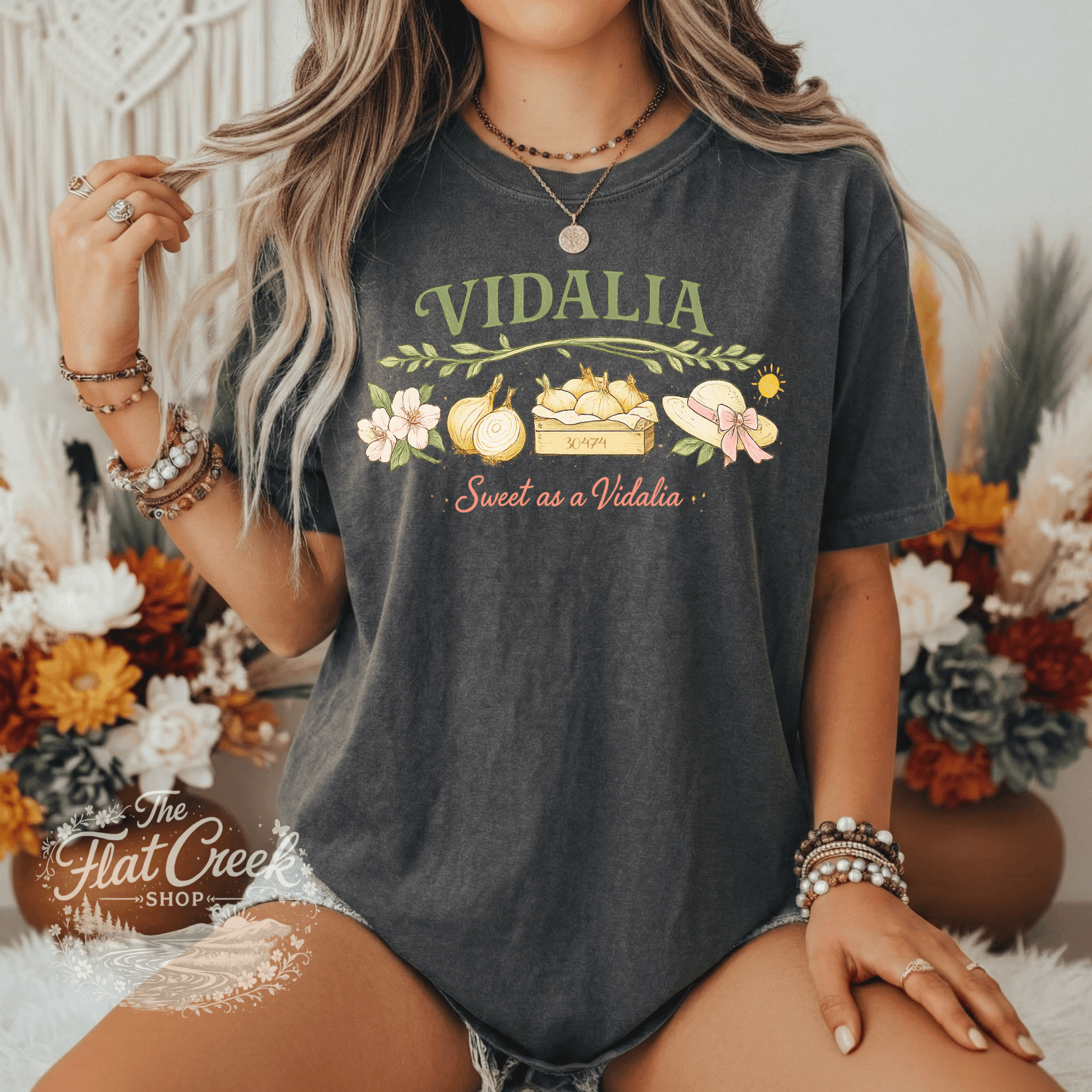 Vidalia Sweet as a Vidalia Graphic Tee | Southern Boutique Shirt | Vintage Farmhouse Style | Comfort Colors Style TeeSThe Flat Creek Shop LLC