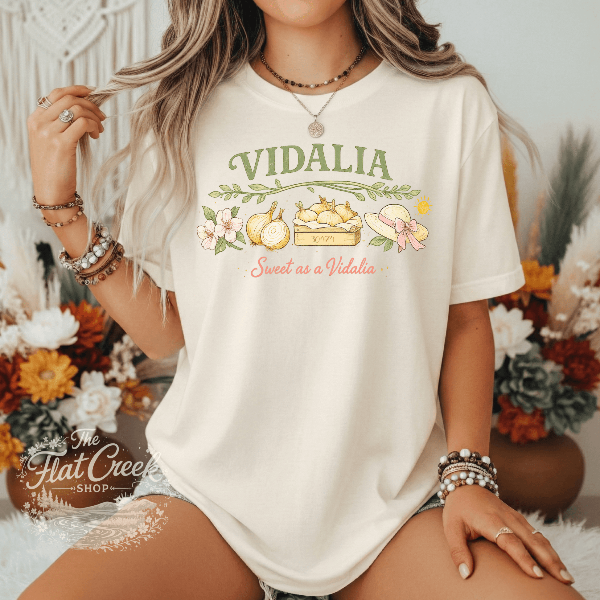 Vidalia Sweet as a Vidalia Graphic Tee | Southern Boutique Shirt | Vintage Farmhouse Style | Comfort Colors Style TeeSThe Flat Creek Shop LLC